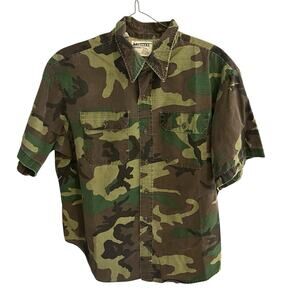 Vtg Rattlers Brand Men's XL Camo army Flannel Button-Up Shirt USA made